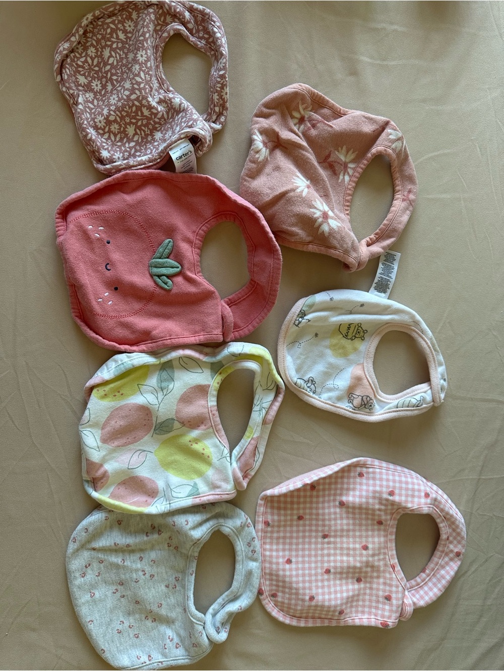 Set of 8 Pink and Peach Baby Bibs - Soft Absorbent Kids Accessories